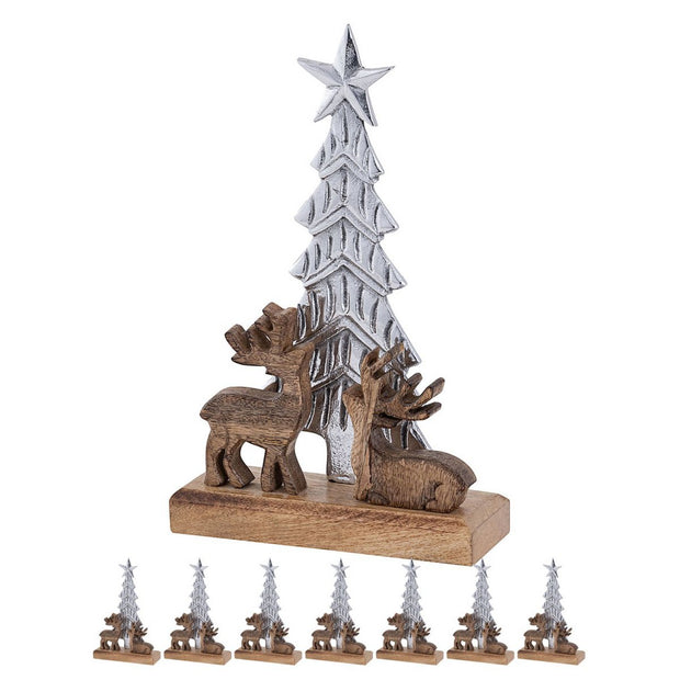 Decoratief figuur kerstboom met hert 20x31cm Masterbox 8-delige kerstdecoratie aluminium