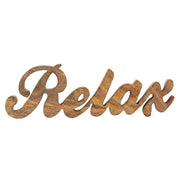 Belettering houten figuur Relax B28x9cm decoratieve letters massief mangohout