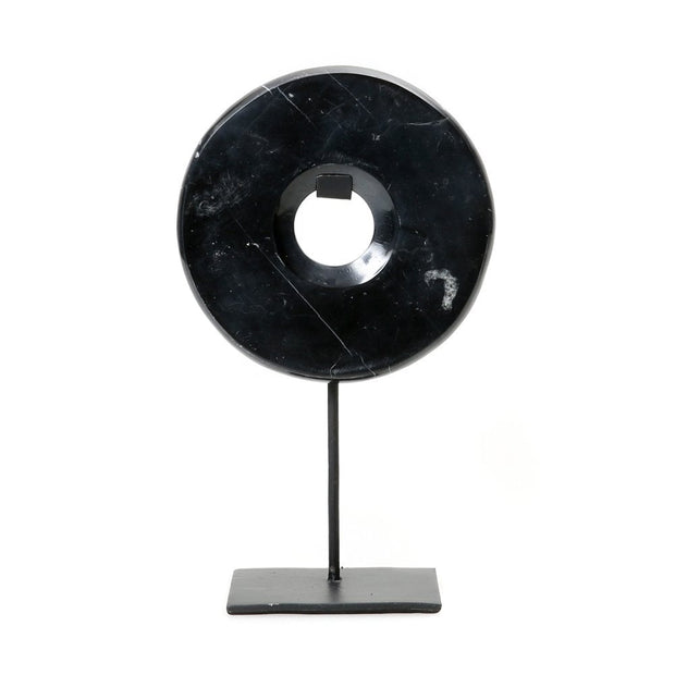 The Marble Disc on Stand - Zwart - M