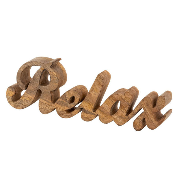 Belettering houten figuur Relax B28x9cm decoratieve letters massief mangohout